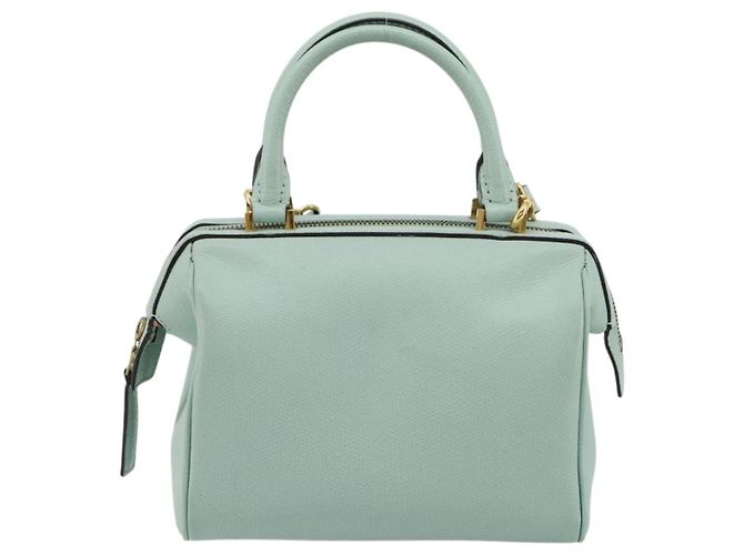 Céline Bolsa CELINE de couro 2way Azul claro Ouro Auth 180287A Dourado - vista 13