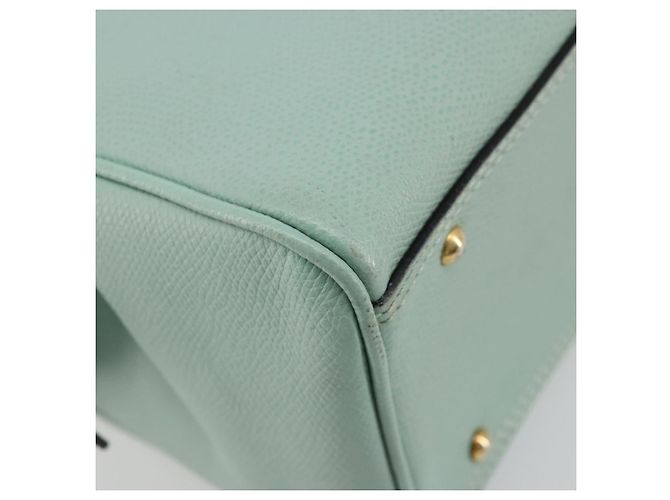 Céline Bolsa CELINE de couro 2way Azul claro Ouro Auth 180287A Dourado - vista 18
