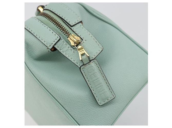 Céline Bolsa CELINE de couro 2way Azul claro Ouro Auth 180287A Dourado - vista 19