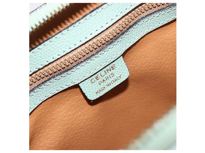 Céline Bolsa CELINE de couro 2way Azul claro Ouro Auth 180287A Dourado - vista 20