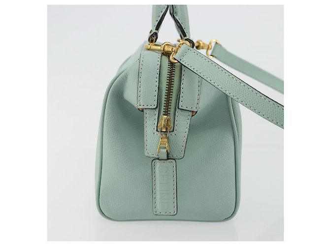 Céline Bolsa CELINE de couro 2way Azul claro Ouro Auth 180287A Dourado - vista 4