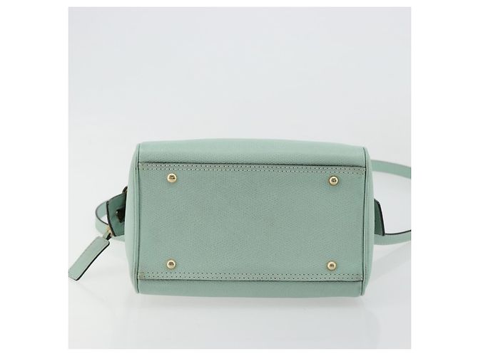Céline Bolsa CELINE de couro 2way Azul claro Ouro Auth 180287A Dourado - vista 5