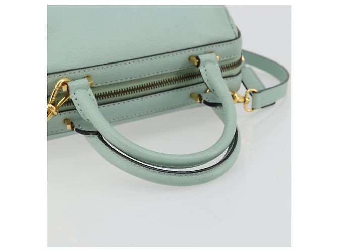 Céline Bolsa CELINE de couro 2way Azul claro Ouro Auth 180287A Dourado - vista 7