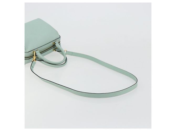 Céline Bolsa CELINE de couro 2way Azul claro Ouro Auth 180287A Dourado - vista 8