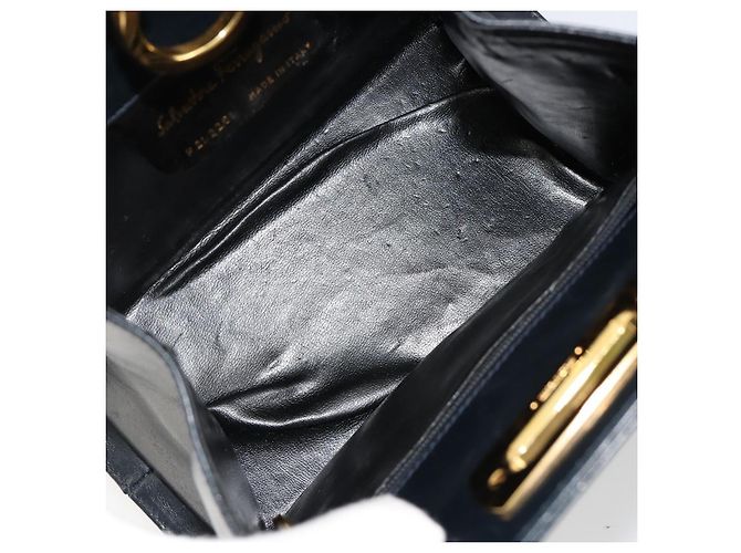 Borsa a tracolla Salvatore Ferragamo Gancini in catena di pelle blu navy e oro Auth 181133 D'oro - vista 10