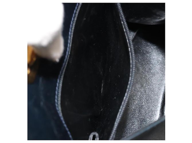 Borsa a tracolla Salvatore Ferragamo Gancini in catena di pelle blu navy e oro Auth 181133 D'oro - vista 11