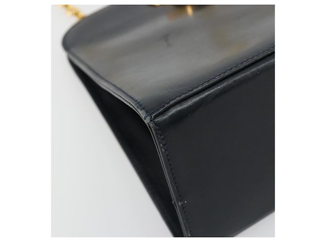 Borsa a tracolla Salvatore Ferragamo Gancini in catena di pelle blu navy e oro Auth 181133 D'oro - vista 14