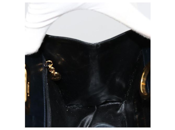 Borsa a tracolla Salvatore Ferragamo Gancini in catena di pelle blu navy e oro Auth 181133 D'oro - vista 19