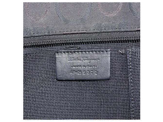 Salvatore Ferragamo Gancini Tote Bag Canvas Schwarz Silber Auth BA12884 - Ansicht 12