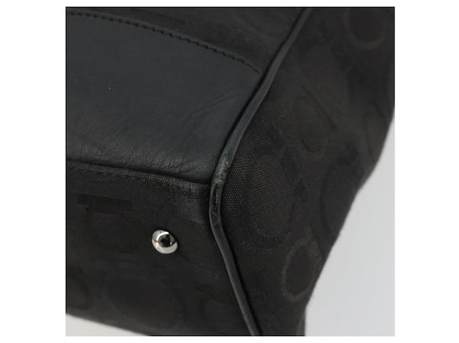 Salvatore Ferragamo Gancini Tote Bag Canvas Schwarz Silber Auth BA12884 - Ansicht 15