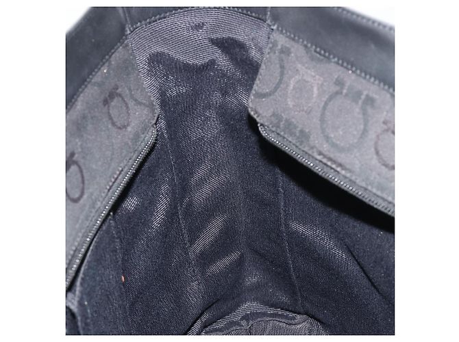 Salvatore Ferragamo Gancini Tote Bag Canvas Schwarz Silber Auth BA12884 - Ansicht 19