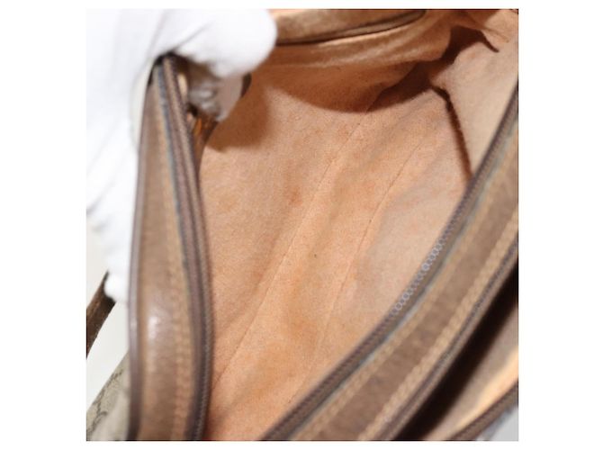 Borsa GUCCI GG Supreme Web Sherry Line in PVC Beige Oro 93 02 049 Auth 178321 D'oro - vista 10