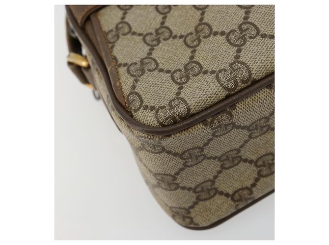 Borsa GUCCI GG Supreme Web Sherry Line in PVC Beige Oro 93 02 049 Auth 178321 D'oro - vista 15