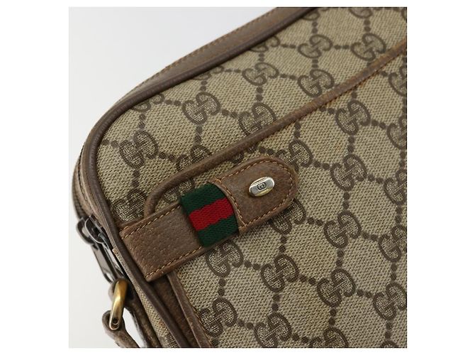 Borsa GUCCI GG Supreme Web Sherry Line in PVC Beige Oro 93 02 049 Auth 178321 D'oro - vista 18