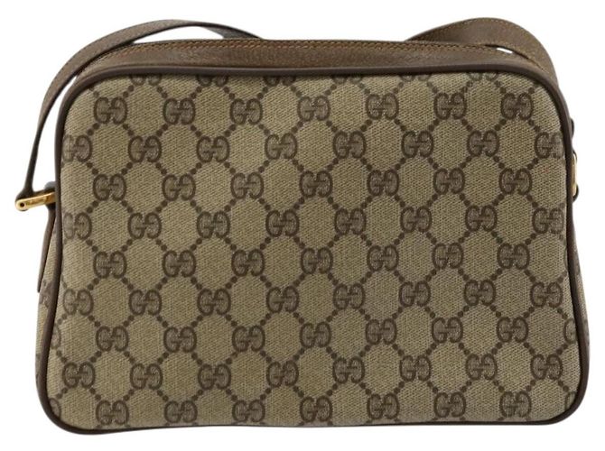 Borsa GUCCI GG Supreme Web Sherry Line in PVC Beige Oro 93 02 049 Auth 178321 D'oro - vista 2