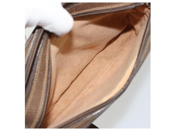 Borsa GUCCI GG Supreme Web Sherry Line in PVC Beige Oro 93 02 049 Auth 178321 D'oro - vista 24