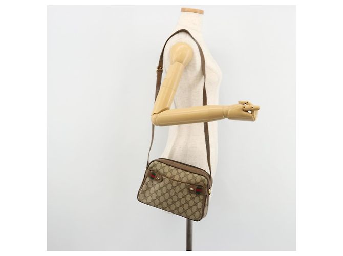 Borsa GUCCI GG Supreme Web Sherry Line in PVC Beige Oro 93 02 049 Auth 178321 D'oro - vista 25