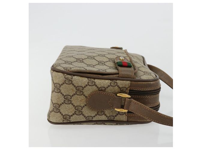 Borsa GUCCI GG Supreme Web Sherry Line in PVC Beige Oro 93 02 049 Auth 178321 D'oro - vista 3