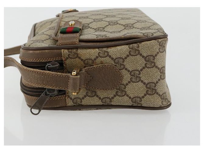 Borsa GUCCI GG Supreme Web Sherry Line in PVC Beige Oro 93 02 049 Auth 178321 D'oro - vista 4