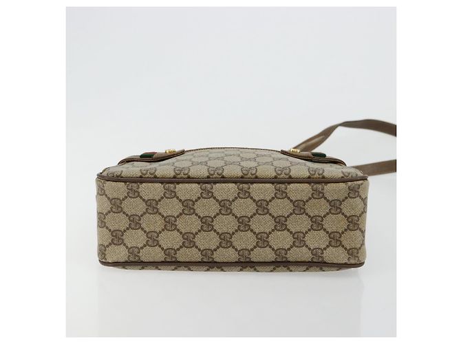 Borsa GUCCI GG Supreme Web Sherry Line in PVC Beige Oro 93 02 049 Auth 178321 D'oro - vista 5