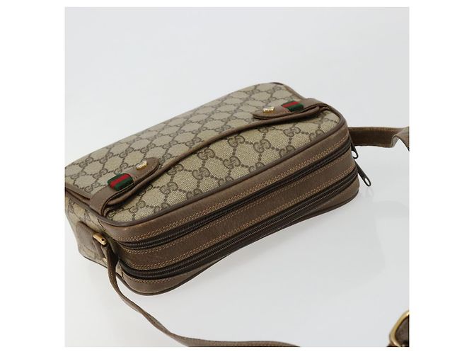 Borsa GUCCI GG Supreme Web Sherry Line in PVC Beige Oro 93 02 049 Auth 178321 D'oro - vista 6