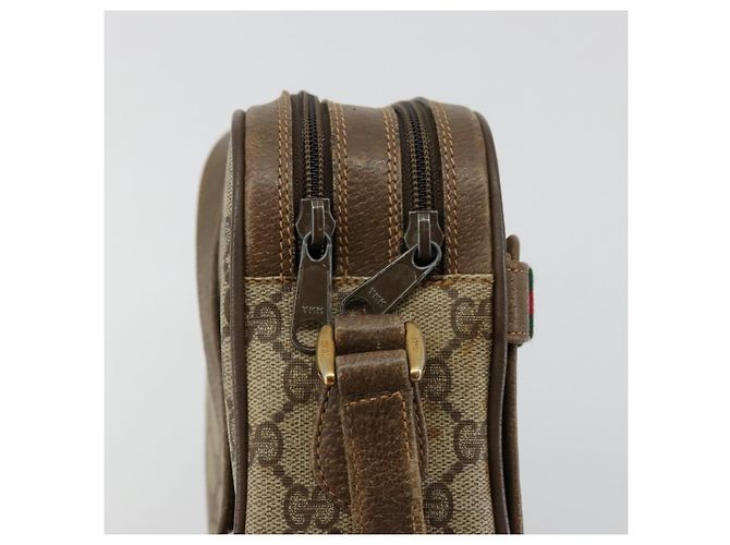 Borsa GUCCI GG Supreme Web Sherry Line in PVC Beige Oro 93 02 049 Auth 178321 D'oro - vista 9
