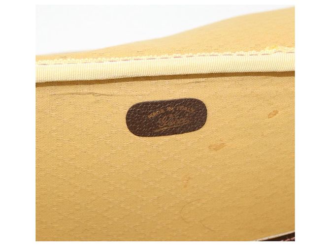 GUCCI GG Supreme Web Sherry Line Trunk PVC Beige Oro Rosso Auth 180805 D'oro - vista 12
