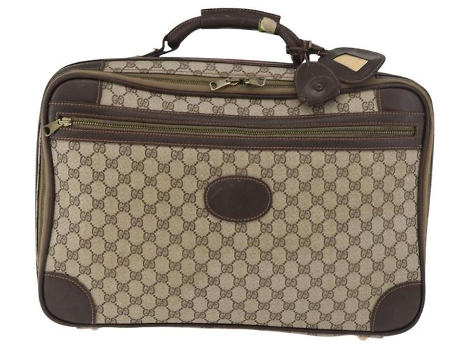 GUCCI GG Supreme Web Sherry Line Trunk PVC Beige Oro Rosso Auth 180805 D'oro - vista 13