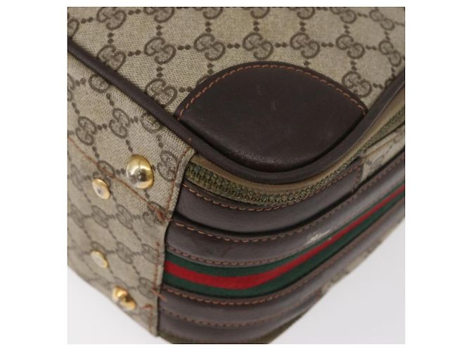 GUCCI GG Supreme Web Sherry Line Trunk PVC Beige Oro Rosso Auth 180805 D'oro - vista 14