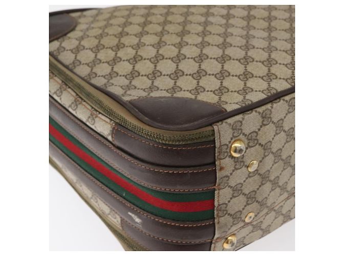 GUCCI GG Supreme Web Sherry Line Trunk PVC Beige Oro Rosso Auth 180805 D'oro - vista 15