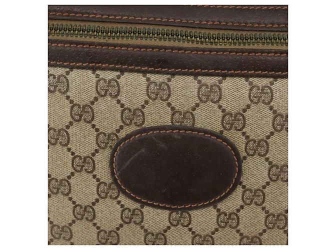 GUCCI GG Supreme Web Sherry Line Trunk PVC Beige Oro Rosso Auth 180805 D'oro - vista 18