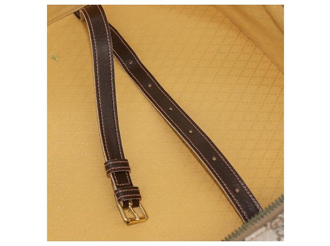 GUCCI GG Supreme Web Sherry Line Trunk PVC Beige Oro Rosso Auth 180805 D'oro - vista 19