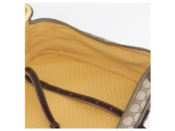 GUCCI GG Supreme Web Sherry Line Trunk PVC Beige Oro Rosso Auth 180805 D'oro - vista 21