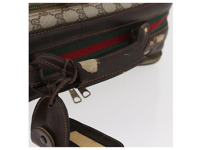 GUCCI GG Supreme Web Sherry Line Trunk PVC Beige Oro Rosso Auth 180805 D'oro - vista 7