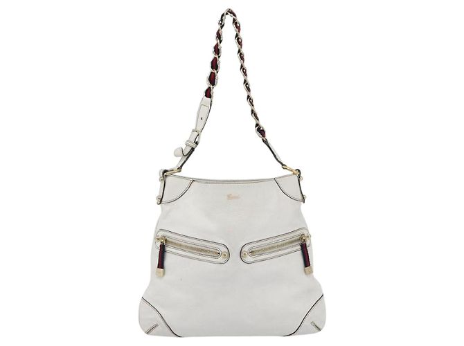 Sac à bandoulière à chaîne GUCCI en cuir blanc or 154392 Auth 181219A Doré - vue 13