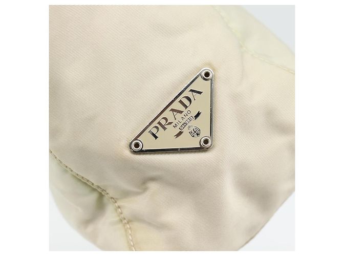 Borsa PRADA Nylon Avorio Argento Auth 181436 Crudo - vista 10