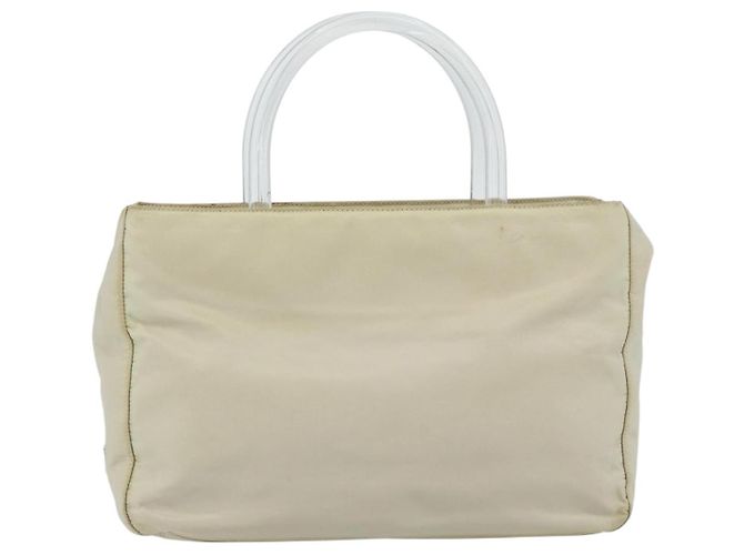 Borsa PRADA Nylon Avorio Argento Auth 181436 Crudo - vista 13