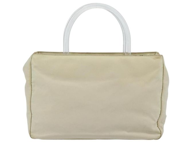Borsa PRADA Nylon Avorio Argento Auth 181436 Crudo - vista 2