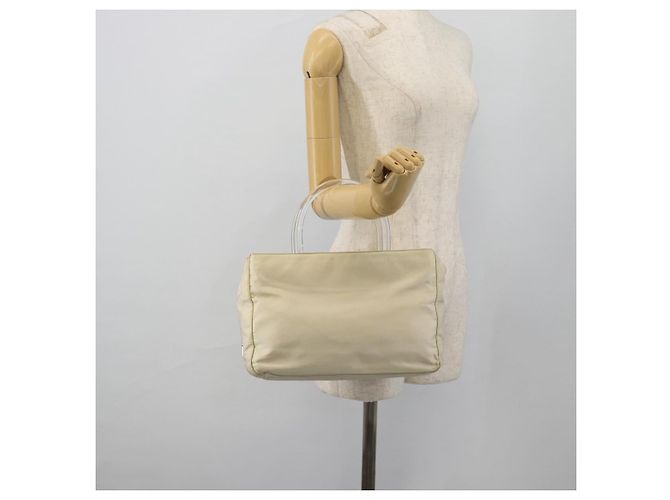Borsa PRADA Nylon Avorio Argento Auth 181436 Crudo - vista 24