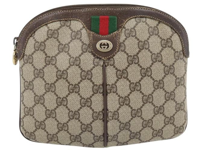 Borsa GUCCI GG Supreme Web Sherry Line PVC Beige Oro 904 02 047 Auth 181123 D'oro - vista 13