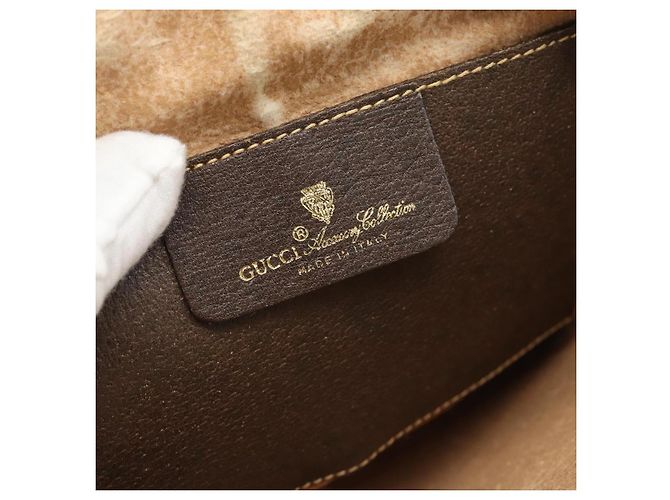Borsa GUCCI GG Supreme Web Sherry Line PVC Beige Oro 904 02 047 Auth 181123 D'oro - vista 19