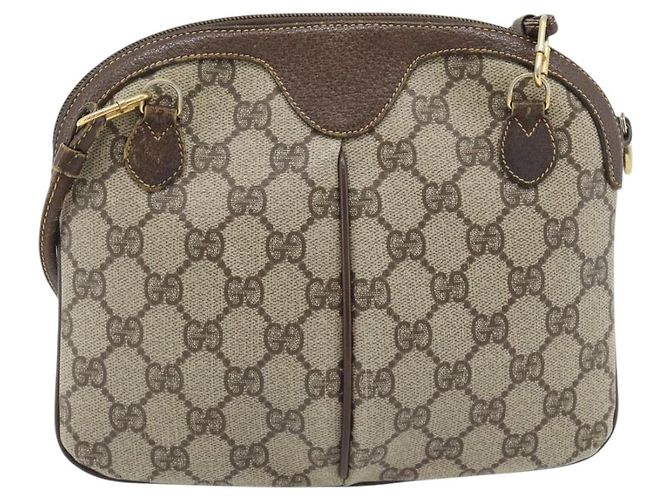 Borsa GUCCI GG Supreme Web Sherry Line PVC Beige Oro 904 02 047 Auth 181123 D'oro - vista 2