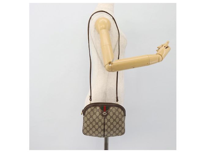 Borsa GUCCI GG Supreme Web Sherry Line PVC Beige Oro 904 02 047 Auth 181123 D'oro - vista 22