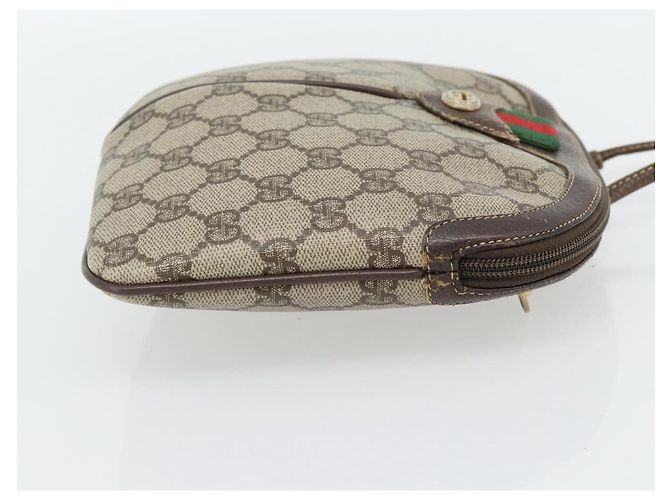 Borsa GUCCI GG Supreme Web Sherry Line PVC Beige Oro 904 02 047 Auth 181123 D'oro - vista 4