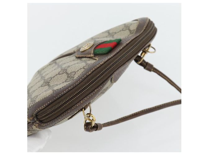Borsa GUCCI GG Supreme Web Sherry Line PVC Beige Oro 904 02 047 Auth 181123 D'oro - vista 6