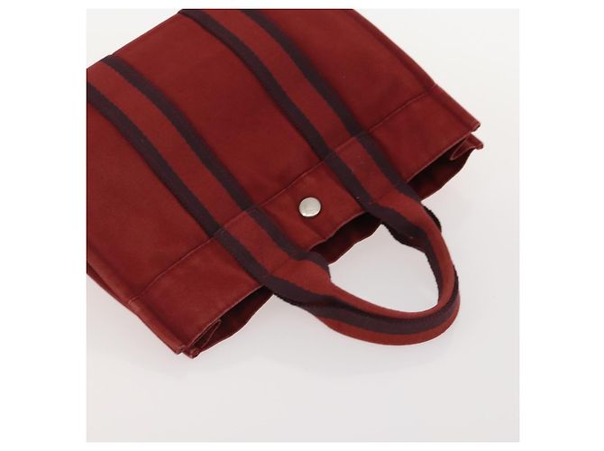 Hermès Borsa Fourre Tout HERMES Cotton 3 Set White Gray Red Auth BA12676 Marrone Bianco Rosso - vista 12