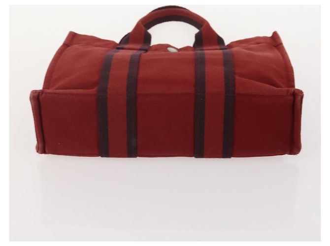Hermès Borsa Fourre Tout HERMES Cotton 3 Set White Gray Red Auth BA12676 Marrone Bianco Rosso - vista 14