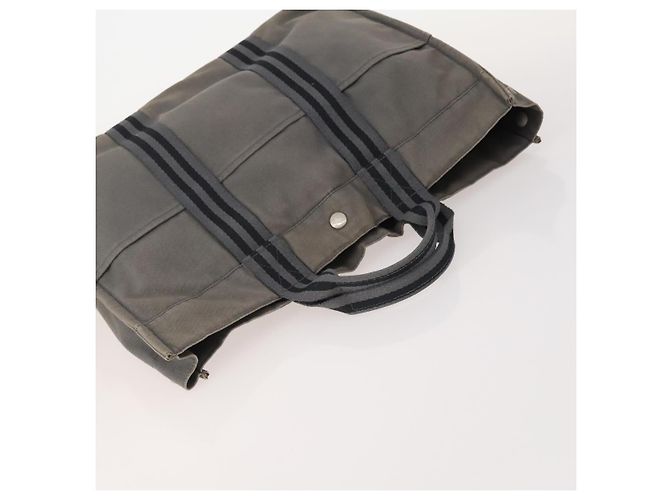 Hermès Borsa Fourre Tout HERMES Cotton 3 Set White Gray Red Auth BA12676 Marrone Bianco Rosso - vista 5
