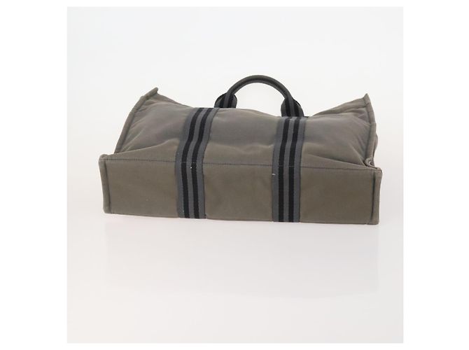 Hermès Borsa Fourre Tout HERMES Cotton 3 Set White Gray Red Auth BA12676 Marrone Bianco Rosso - vista 7