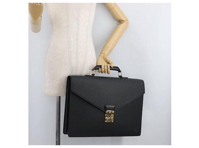 LOUIS VUITTON Epi Serviette Conseiller Business Bag Black M54422 LV Auth BA13021 - vista 26